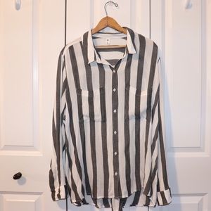 White and Grey striped flannel